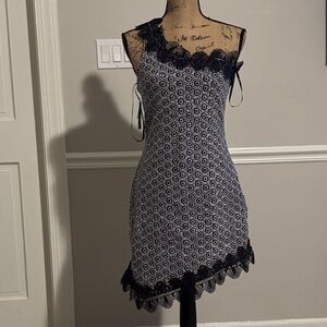 Chic Asymmetrical Black and White Dress